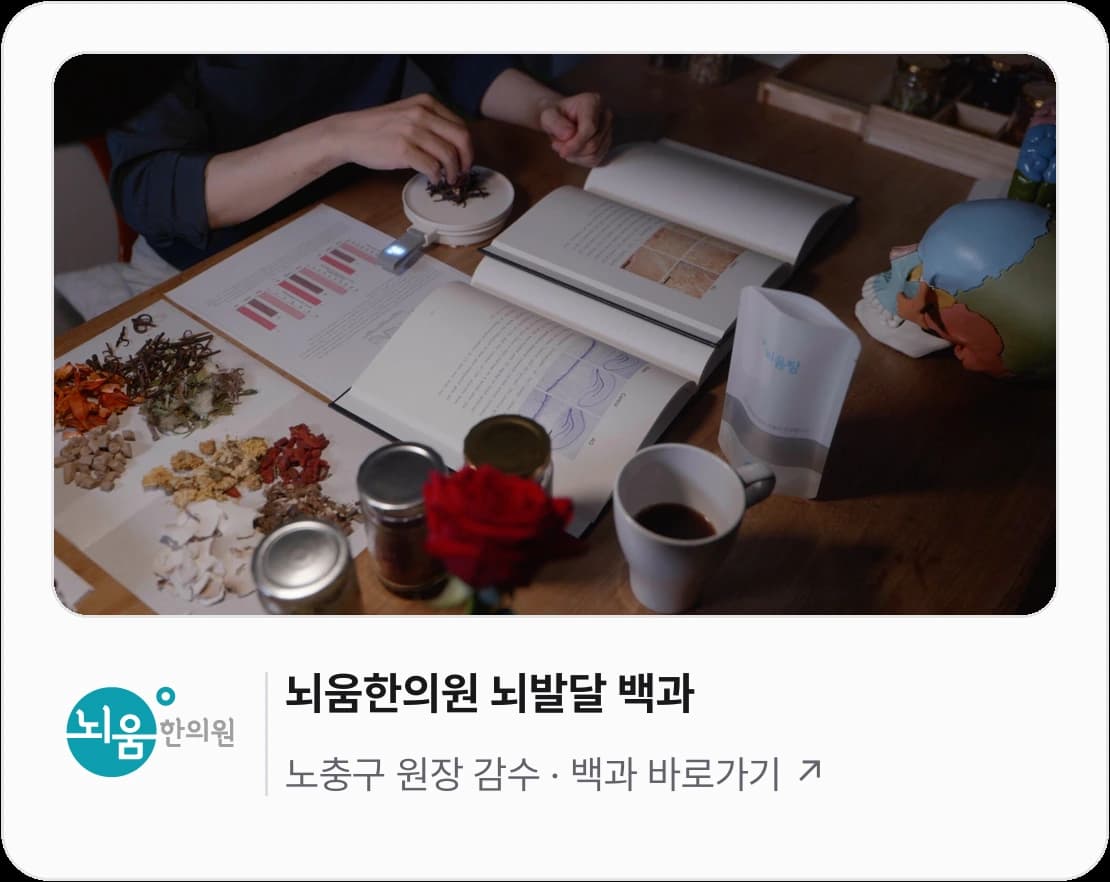 뇌움한의원 뇌발달 백과 — 노충구 원장 감수 · 백과 바로가기 ↗